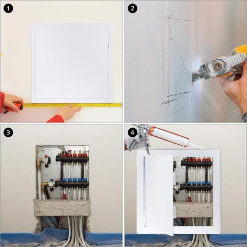 QWORK Access Panel for Drywall, 16x16 Inch ABS Plastic Wall Hole Cover Access Door for Plumbing & HVAC Systems, White