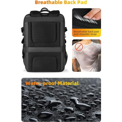 MARK RYDEN Travel Backpack for Men, 45L Flight Approved Carry on Backpack, 17.3 Inch Laptop Backpack with USB Charging Port, Waterproof Business Backpack