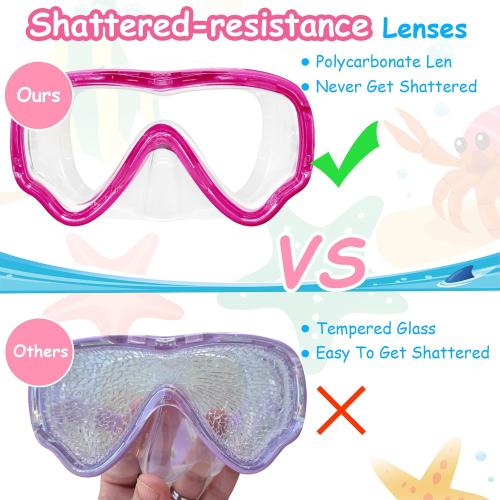Vvinca Kids-Goggles with Nose Cover, Diving Mask Elastic Fabric Strap Anti Fog Anti Shattered Lens for Kids Swim Goggles 3-14