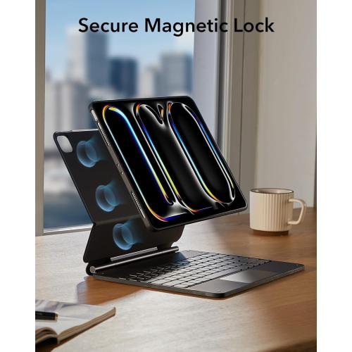 ESR iPad Pro 13 Inch Case with Keyboard (M5/M4, 2025/2024), iPad Pro 13 Keyboard Case with Easy-Set Magnetic Stand, Portrait/Raised Modes for iPad Pro 13, Removable, Rebound 360 Series, Black