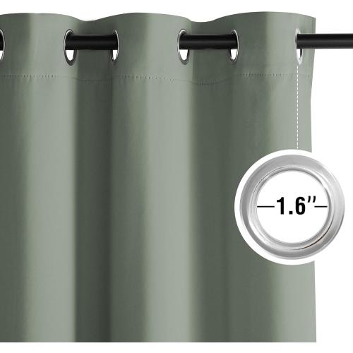 NICETOWN Sage Green Room Darkening Curtains 63 Inches Long 2 Panels for Living Room, Bedroom, Nursery Summer Thermal Insulated Blackout Drapes Grommet Noise Reducing Window Treatment, W40