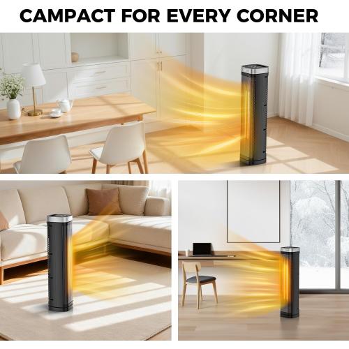 X-Large Space Heater for Indoor Use, Electric Ceramic Space Heater, Portable Heaters Fan for Office and Bedroom with Remote and Thermostat, 3 Modes, Overheating & Tip-Over Protection, ETL Listed,1500W