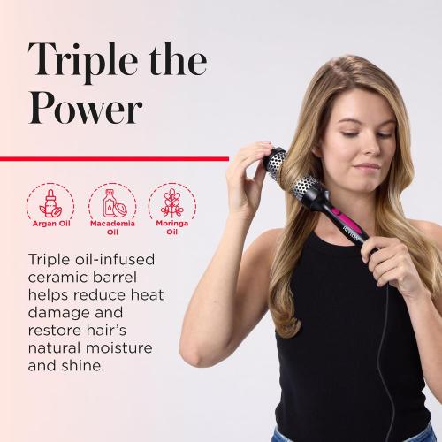 REVLON Perfect Match Hot Styler - Heated Brush to Style and Extend Blowouts, Hot Brush for Curls, Body, and Volume, Reduces Frizz and Boosts Shine