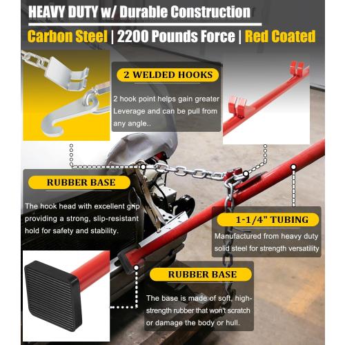 Camoo ???????????????????????????????? 77175 Pulling Stick Tool for Boat Car Repair (52 Long), Auto Body Puller Alignment Bar & 72 Chain for Aligning Bumpers, Panels, Hoods, Decks and Brackets Pull Stick XL