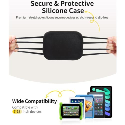 FANGOR Car Headrest Mount Holder, Tablet Holder for Kids in Back Seats, Anti-Slip Strap and Holding Net,Angle-Adjustable/Fits All 7 Inch to 12.9 Inch Tablets