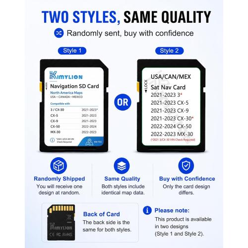 Navigation SD Card TD2K66EZ1B for 2021-2023 Mazda 3 CX-30 CX-5 CX-9, 2022-2024 CX-50, 2022-2023 MX-30, Offline GPS Maps USA/CAN/MEX, Plug & Play, HUD & Speed Limit Display Support