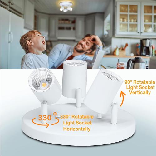 CLOUDY BAY 5CCT 3 Light Directional Ceiling Spotlight,Dimmable LED Track Light Heads,CRI90 ,2100Lm for Hallway Kitchen Art,White