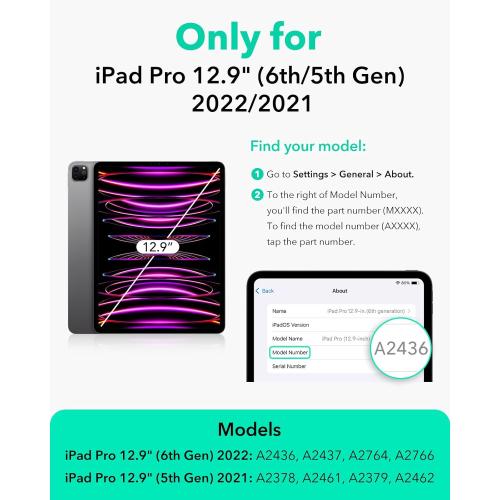 ESR for iPad Pro 12.9 Case (6th/5th Generation, 2022/2021), Black