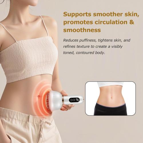Lymphatic Drainage Massager, Cellulite Massage Tool Body Sculpting Machine for Legs Arms Belly Helps Reduce Stretch Marks & Cellulite (White, M)