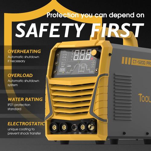TOOLIOM CUT/HF TIG/Pulse TIG/Spot Welding/Stick 5 in 1 Portable Welding Machine: 50A Air Plasma Cutter, 200A TIG Welder, 180A Stick Welder, with Dual Voltage 110&220V