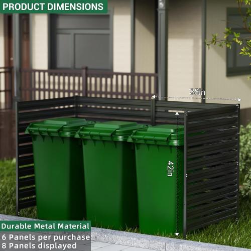 Metal Privacy Fence Panels for Outside, 42 H x 38 W (3 Panels) Air Conditioner Fences, Pool Equipment Enclosure Trash Can Fence, No Dig Privacy Screen Fencing for Outdoor, Black