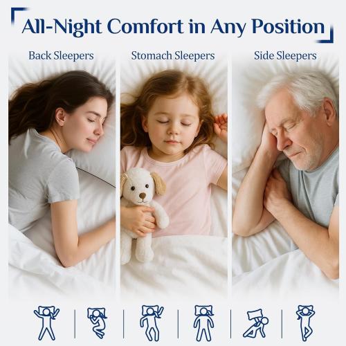 JOLLYVOGUE Standard Pillows Set of 2, Cooling and Supportive Pillows Full Size Set of 2 for Side and Back Sleepers, Down Alternative Hotel Collection Sleeping Pillow