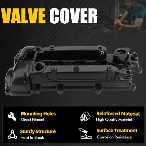 Aluminum Engine Valve Cover Compatible with 2012-2021 Hyundai Accent Sonata Veloster Tucson Elantra Kona 2012-2021 Kia Forte5 Forte Koup Rio Soul Optima 1.6L Replace 224102B610
