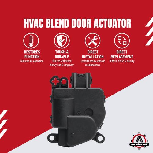 HVAC Air Blend Door Actuator Replacement by AA Ignition - Compatible with Chrysler, Dodge, Jeep, Ram - Avenger, Sebring, Caliber, Journey, Compass, Patriot, Wrangler, ProMaster - 604-029, 68018109AA