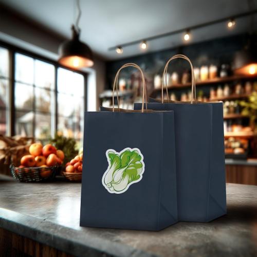 Joybe 50 Pack 8x4.75x10 Inch Medium Navy Blue Kraft Paper Bags with Handles Bulk, Craft Paper Gift Bags for Party Favors Grocery Retail Shopping Business Goody Merchandise Take Out Blank Sacks (50pcs)