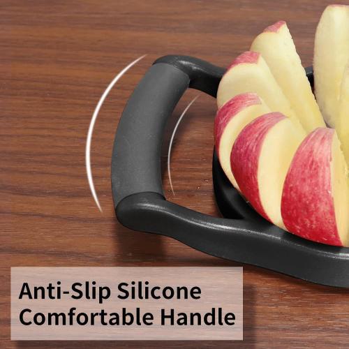 Newness Apple Cutter Slicer, 12-Slice Durable Heavy Duty Corer, Greatly Quicken Slicing Divider, Wedger, Fruits & Vegetables Slicer for Apple, Pear and More, Black