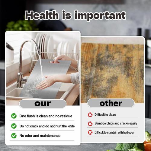 Set of 3 Titanium Cutting Board Set of 3,100% Pure Titanium Cutting Boards for Kitchen, 2025 New Double Sided Food-Grade Chopping Board for Cutting Meat Vegetable Fruit