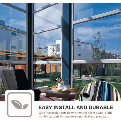 Filmgoo Window Privacy Film One Way Daytime Mirror Tint Treatments UV Heat Control Vinyl Stickers Sun Block Glass Paper Door Covering Reflective 35.4 Inch x 6.5 Feet Silver