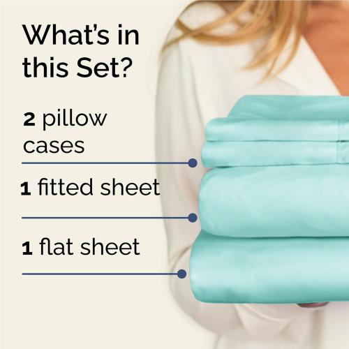 Twin XL 4 Piece Sheet Set - Comfy Breathable & Cooling - Ultra-Soft Hotel Luxury Bedding Set w/ 8-16 Inch Deep Pockets - 1 Flat & 1 Fitted Sheet & 2 Pillowcases - Wrinkle Free & Easy Care - Spa Blue