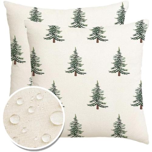 Outdoor Christmas Pillow Covers 20x20 Inch Outdoor Christmas Decorations Christmas Tree Decor White Christmas Throw Pillow Cases Xmas Winter Decorative Pillows for Couch Holiday
