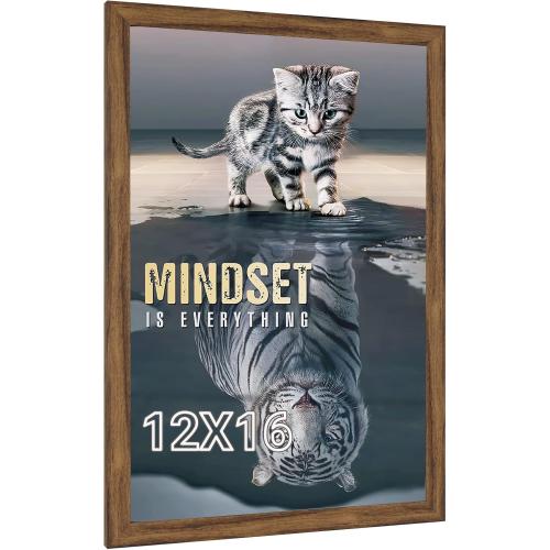 Natural 12x16 Picture Frame, Rustic Brown 16x12 Frame, 12 by 16in Canvas Poster Frame, Gallery Concert Portrait Landscape Wall Photo Pic Frame, Anniversary/Wedding/Birthday/Thank you/Christmas Gift