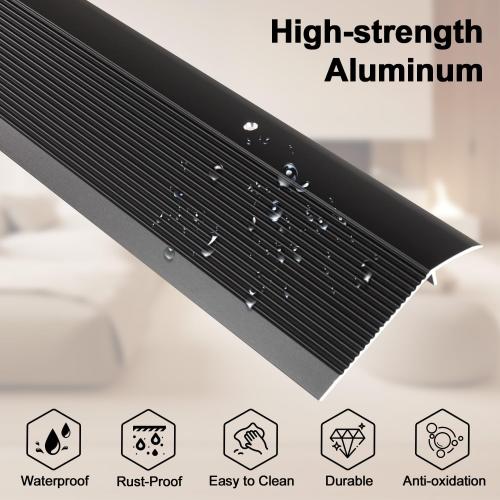 Size 36 x 3.9 x 0.35in Black Aluminum Floor Transition Strip, Threshold Ramps for Doorways, Bridge The Height Less Than 1.6″, for Tile Hardwood Laminate Vinyl Concrete, Size 36 x 3.9 x 0.35in (Black)