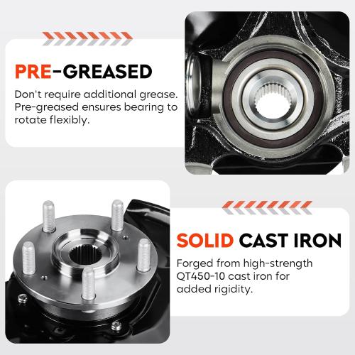 Front Right Steering Knuckle & Wheel Bearing Hub Assembly for Acura TSX 2009-2014, Honda Accord 2008-2012, 698-446 698446 LK052, Passenger Side