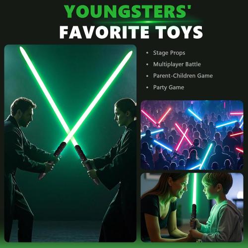 Lightsaber Black hilt Series,Jedi Sith Classic Led Light Saber Aluminum Hilt,Smooth Swing,Blaster,Locking Types,Support Realistic Dueling Battle(38.2inch-Green)