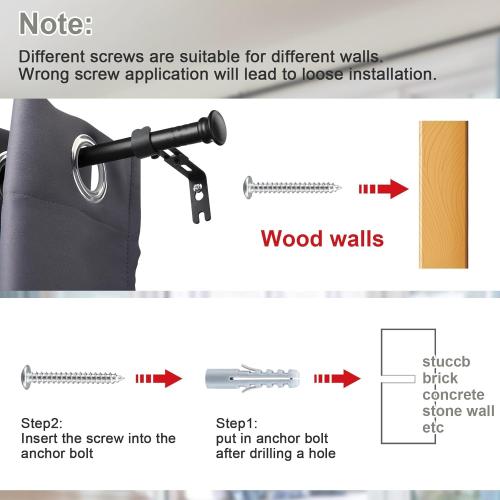 Black Curtain Rods for Windows - 5/8”Heavy Duty Stainless Steel Drapery Rod for Kitchen Bedroom Living Room Bathroom Outdoor Patio,28-76 inch Adjustable Curtain Pole with Modern Flat End