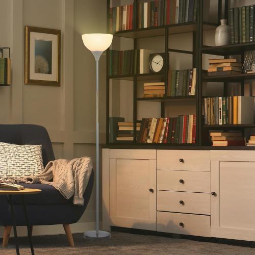 Floor Lamp, LED Standing Lamp 3 Way Dimmable Brightness Floor Lamp Rotary Switch Floor Lamps Modern Industrial Lamp with Shade, Tall Lamps for Living Room Bedroom Office Dining Room (Grey)