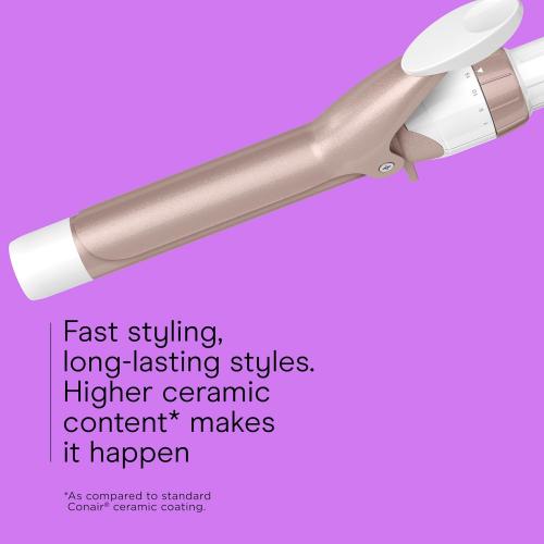 Conair Double Ceramic 1-Inch Curling Iron, 1-Inch Barrel Creates Classic Curls, Hair Curler for Use on Short, Medium, & Long Hair, White/Rose Gold
