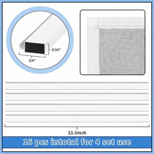 Yaocom 4 Pack Window Screen Kit Aluminum Frame with Corners, Spline, Springs, Pull Tabs, Screen Mesh and Rolling Tool (25'' X 25'')