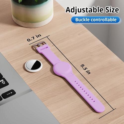 Bracelet for AirTag 2nd Gen (2026) & 1st for Kids, Waterproof for air tagholder with Soft Silicone, Full Coverage Anti-Lost Hidden Wristband Accessories Watch Band for Child, Light Purple
