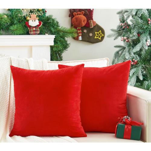 Pack of 2 Christmas Red Pillow Covers 18x18 Inch Decorative Throw Pillow Cover,