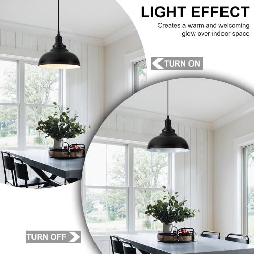 2 Pack Farmhouse Pendant Light Black Pendant Lights Kitchen Island Industrial Adjustable Hanging Barn Lamp Pendant Lighting Over Island Sink Light Fixtures