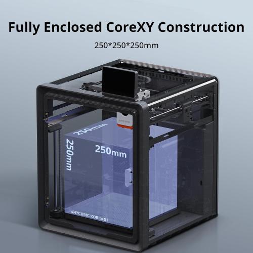 Anycubic Kobra S1 3D Printer Only, Support Multi Color Printing Needs ACE Pro, Max 600mm/s High Speed High Precision Anycubic App One-Click Printing Ultra-Quiet Printing 250 * 250 * 250mm