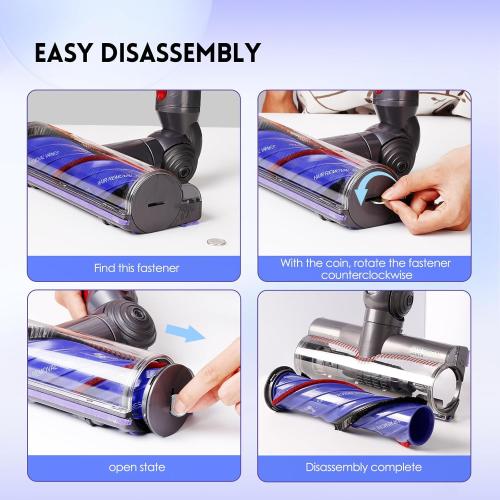 Upgrade Anti-Tangle Replacement Vacuum Head Compatible with Dyson V8, Cyclone V10,V11,V15 Cordless Vacuum Cleaners, Suitable for Thin Carpets, Hardwood Floor