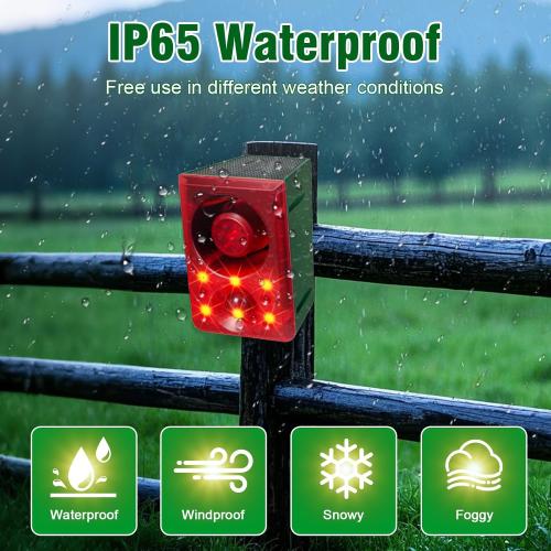 ChunHee Solar Outdoor Motion Sensor Alarm with Dog Barking Gunshot Sound, Support Recording and Adjustable Volume, 130db Loud Noise Maker 3 Work Modes Strobe Light for Home, Villa, Farm, Barn (3pack)