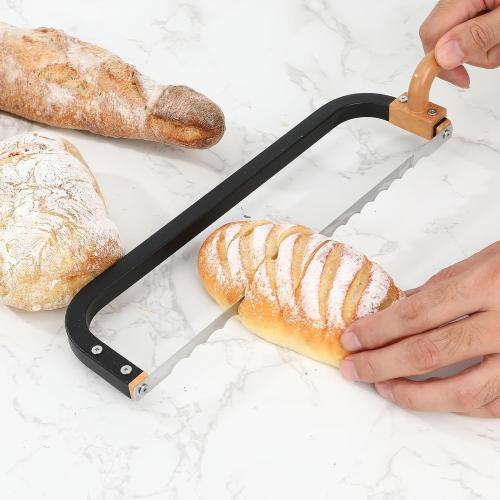 Bread Knife for Homemade Bread Bow Knife 16, Bread Saw Sourdough Slicer Aluminum Alloy Sourdough Cutter Suit for Left & Right Handed People to Cut Baguettes Vegetables Fruits 1Count