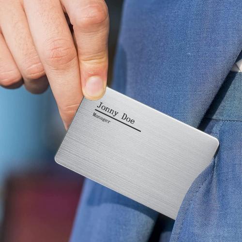 100PCS Silver Metal Business Card 0.45mm Thickness Aluminum Metal Blanks Cards for Laser Engraving Home Office Customer DIY Gift Plate Invitations, 3.4 x 2.1 Inch