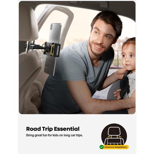 Lamicall Car Tablet Headrest Holder - Car Back Seat Headrest Tablet Mount Stand for Kids, Road Trip Essentials Accessories Gifts, for 2025 iPad Pro 11/13 Air Mini, iPhone, Galaxy Tab, 4.7-13 Devices