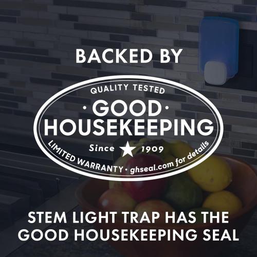 STEM Light Trap: Indoor Fruit Fly Trap, Effective Insect Control for Home, Attracts and Traps Flying Insects, Emits Soft Blue Light, Starter Kit with 1 Plug-In Device and 1 Cartridge