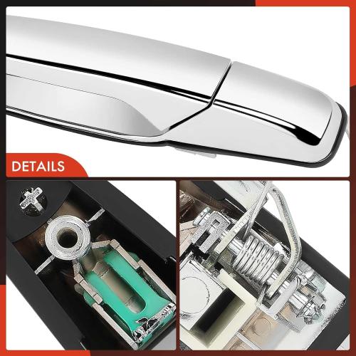 A-Premium - Rear Left Driver Side Exterior Door Handle - Compatible with Chevy, GMC & Cadillac Models - 2007-2014 - Silverado, Sierra, Tahoe, Suburban, Avalanche, Yukon - Replace# 15915659, 25960521