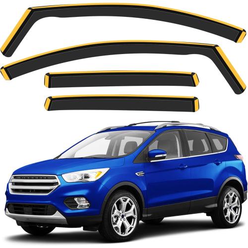 Shatterproof in-Channel Rain Guards for Ford Escape 2013-2019, Clip-on Window Deflectors Vent Window Visors Rain Sun Wind Guards Shade Deflectors, 4 pcs