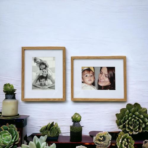 Oak Wood Picture Frames 11x17 with Mat for 9x15 - Natural Solid Wood Photo Frame Real Glass Wall Hanging