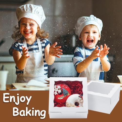 100pcs 5x5x2.5 Inch Cookie Boxes with window Bakery Boxes Dessert Treat Box Chocolate Covered Strawberries Box for Wedding Party Birthday