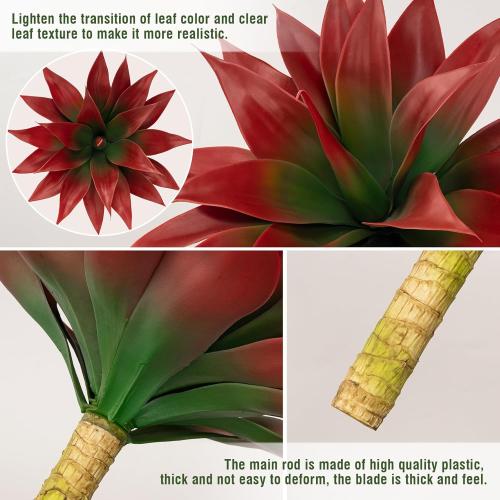 Artificial Agave Plants,Large UV Resistant Fake Agave Planters for Indoor and Outdoor Decorating Tropical Plant Succulents Greenery Indoor Decor (2Pack,18 Red)