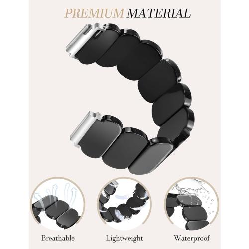 Resin Stretchy Watch Bands 20mm Women Compatible with Samsung Galaxy Watch 7/6/5/4/FE/Active2 40mm 44mm/6 Classic 43mm 47mm/5 Pro 45mm/4 Classic 46mm 42mm Tortoise Bracelet Elastic Strap