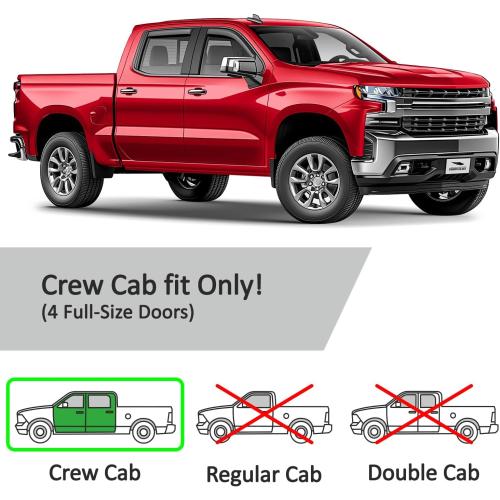 Voron Glass in-Channel Extra Durable Rain Guards for Chevy Silverado/GMC Sierra 1500 2019-2026 Crew Cab,Window Deflectors,Vent Visors,4pcs - 220089