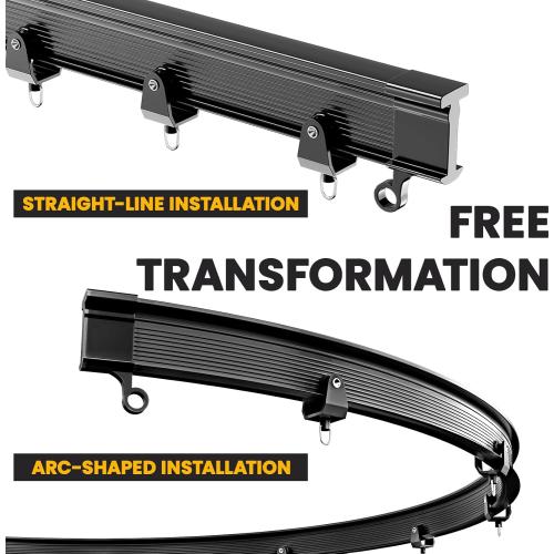 Flexible Bendable Ceiling Curtain Track, Ceiling Mount for Curtain Rail with Track Curtain System, Room Divider, Ceiling Curtain Rod, RV Ceiling Track for Curtains, 9.8 FT/ 3 M, Black
